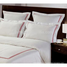 100% Cotton White Percale Custom Duvet Cover Embroidered Design For Hotel